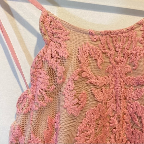 Xenia Boutique Baby Pink Floral Embroidered Lace Dress Size 2 - Form Fitting - Picture 4 of 17
